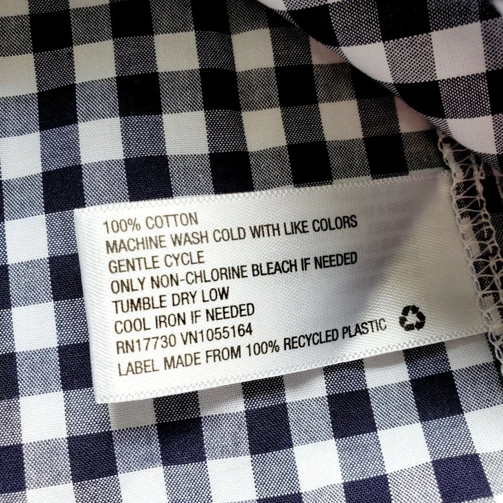 Black White Checkered Peasant Top 3/4 Sleeves | Gingham | Medium - Picture 10 of 13